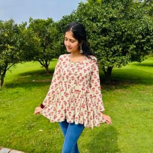 Boho Lace-Up peplum kurti 💕