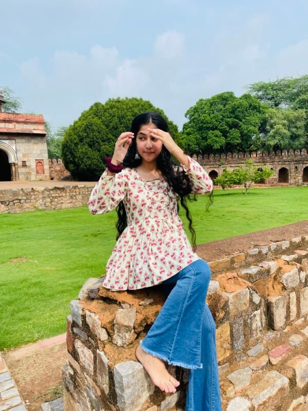 Boho Lace-Up peplum kurti 💕 - Image 4