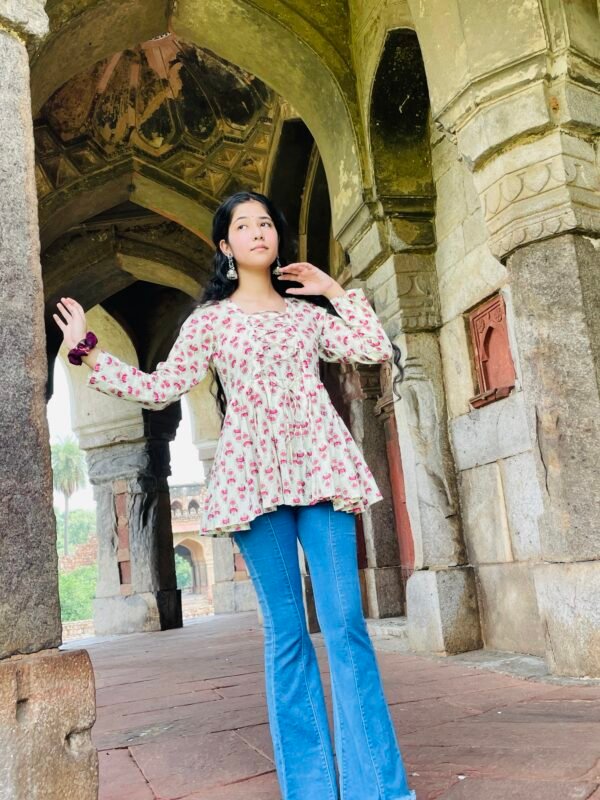 Boho Lace-Up peplum kurti 💕 - Image 3