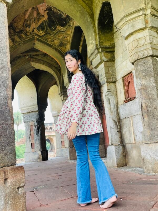 Boho Lace-Up peplum kurti 💕 - Image 5